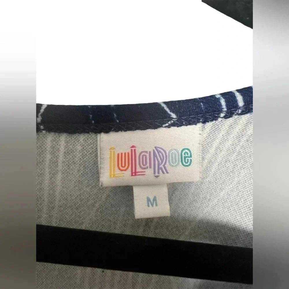 LuluRoe Dark Blue with white geometric design Dress with pockets Size Medium - Picture 3 of 5